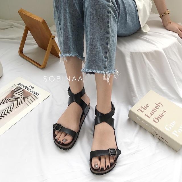 Giày sandal xỏ ngón đế trấu siêu xinh