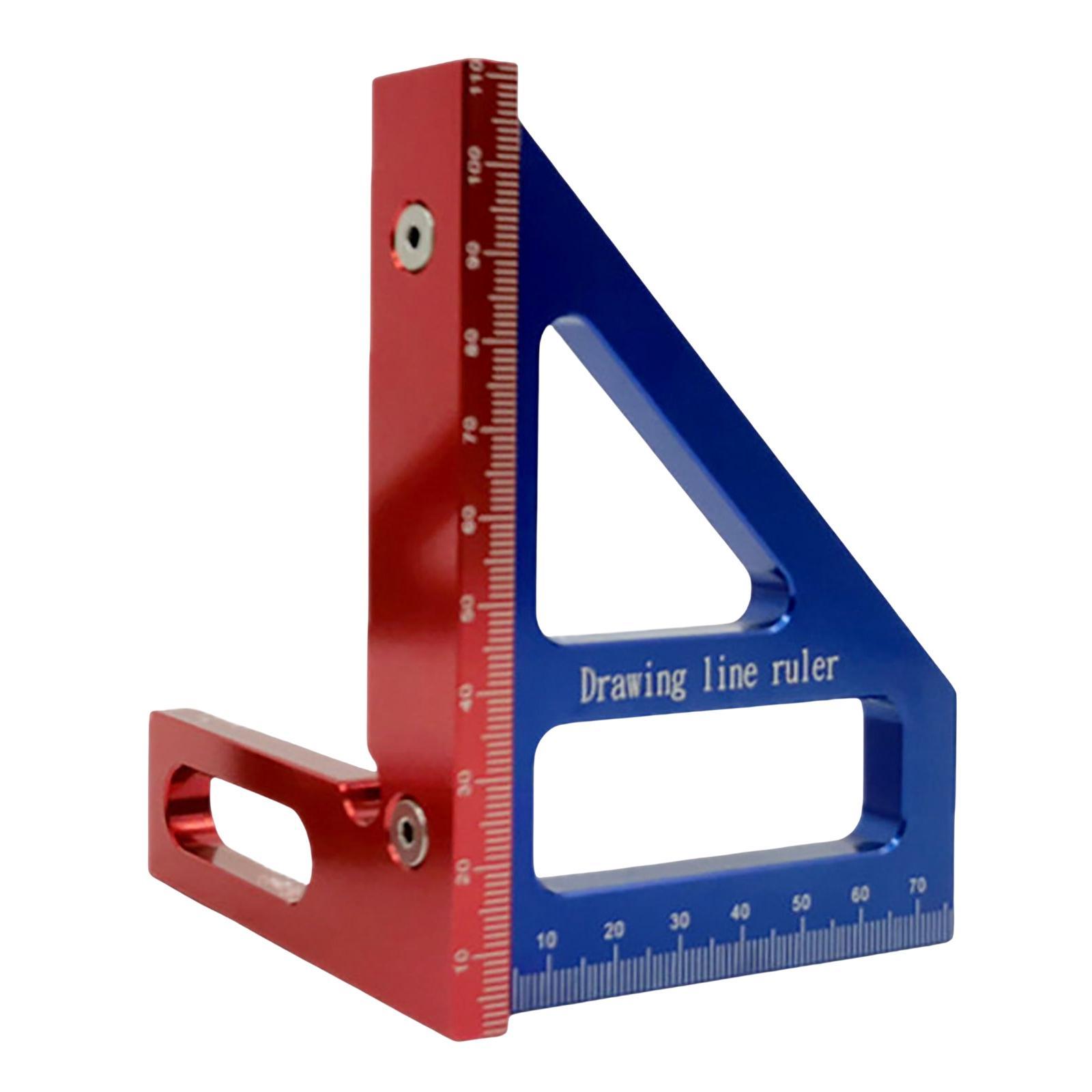 45/90 Degree Ruler, Carpentry Squares Gauge Triangle Ruler Scriber Square Protractor