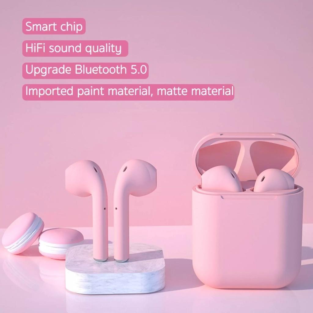 Tai nghe bluetooth macaron inpods 12 tai nghe không dây nhét tai stereo cảm ứng thông minh có hộp sạc cho androin