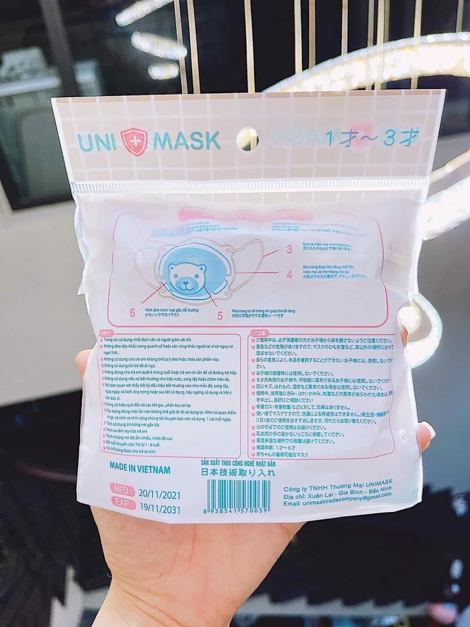 10 bịch khẩu trang gấu cho bé sơ sinh đến 3 tuổi