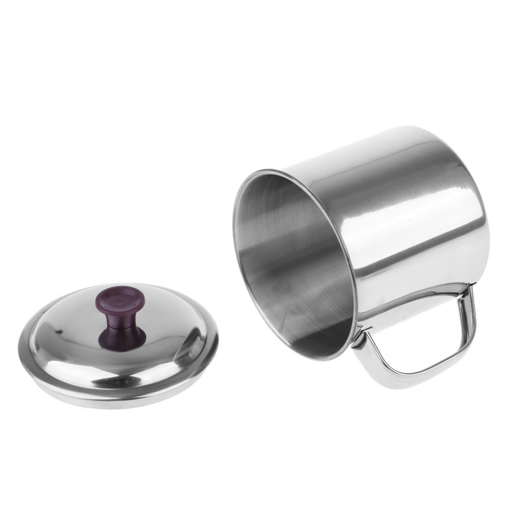 Coffee Mug Drinking Mug Stainless Steel Mug with Lid for Camping Hiking 12cm