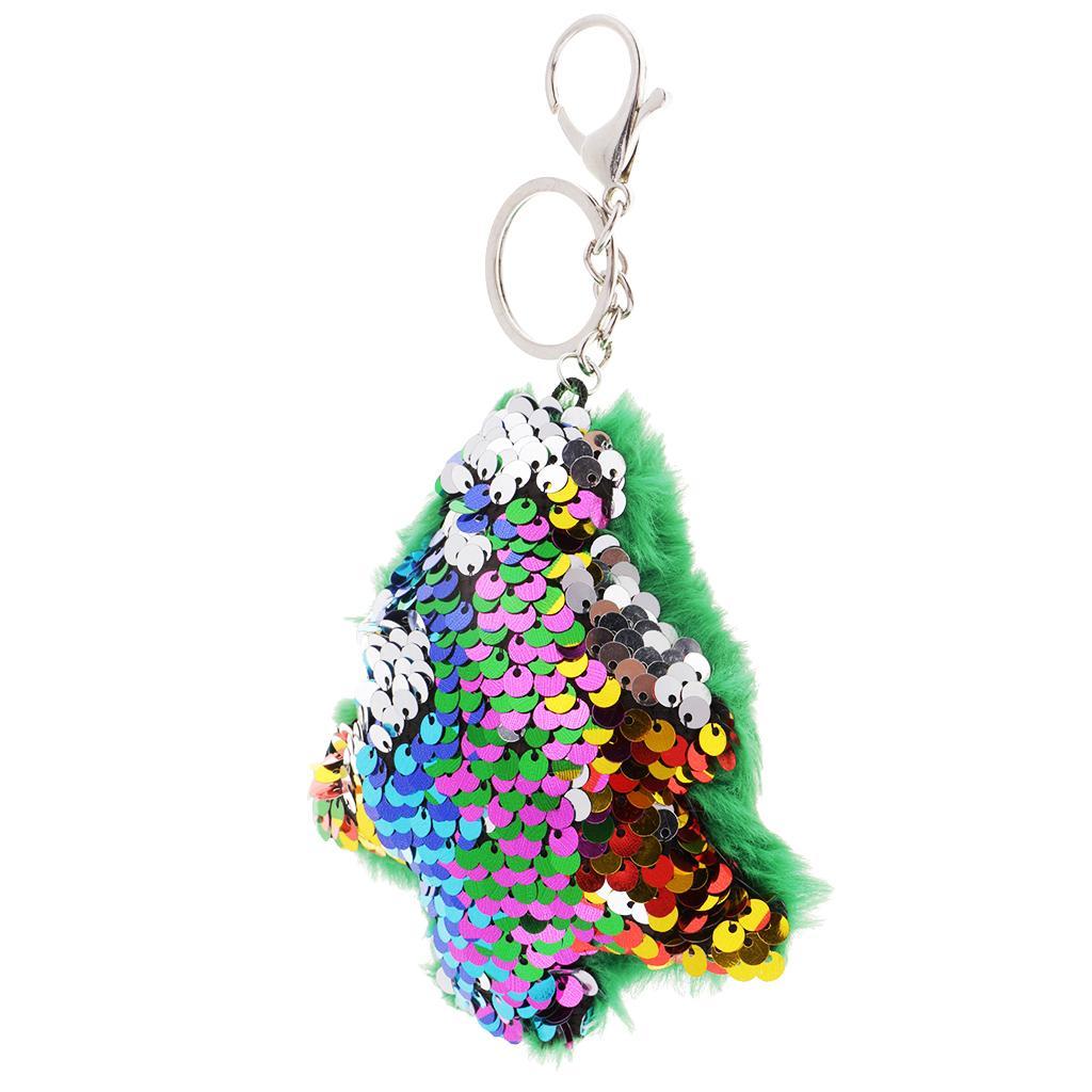 Cute Reflective Glossy Sequin Christmas Tree Key Chain Keychain Women Handbag Car Key Gift Jewelry Accessories