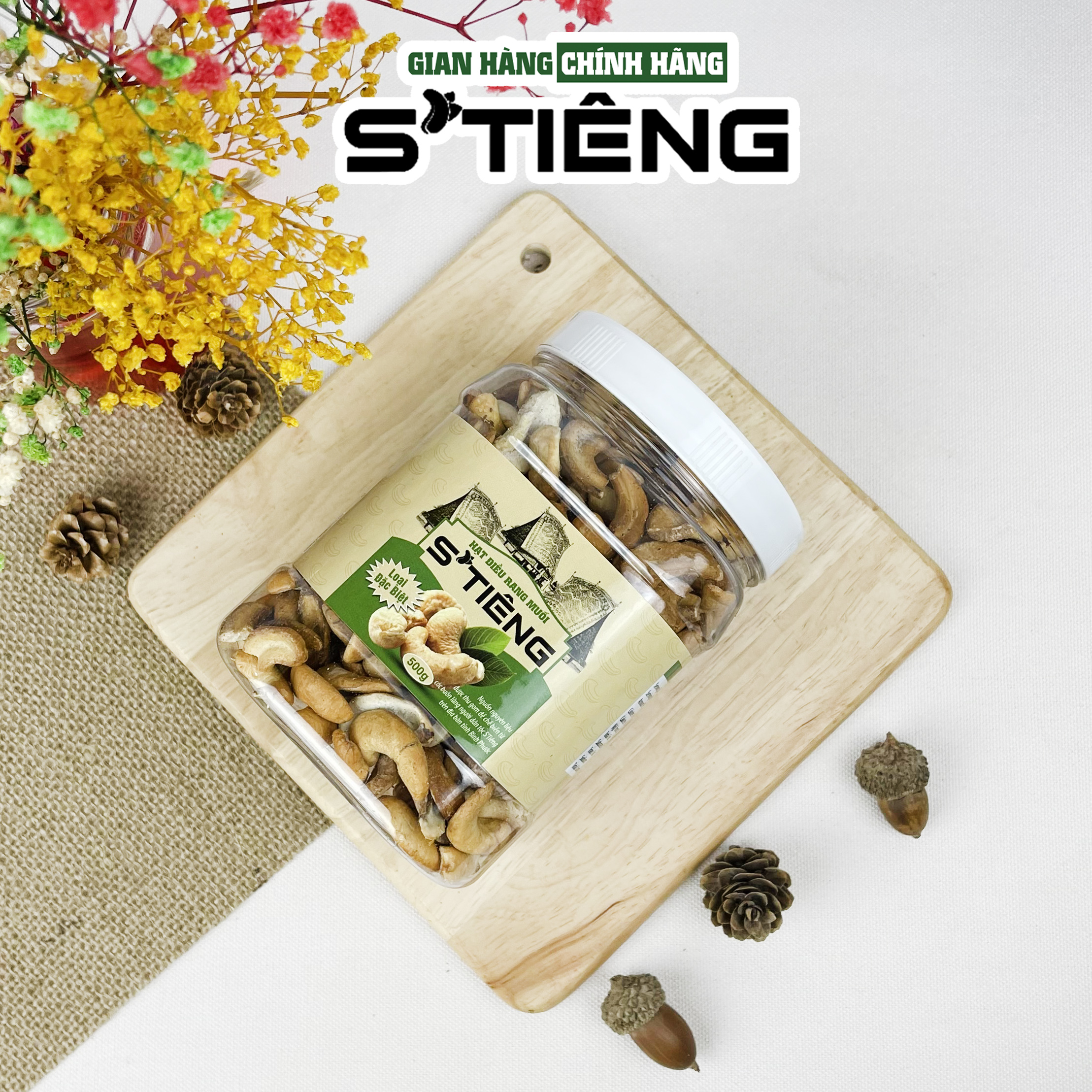 1Kg Hạt Điều Rang Muối Bể Sạch Vỏ Lụa Ngon S'Tiêng Hộp Trắng