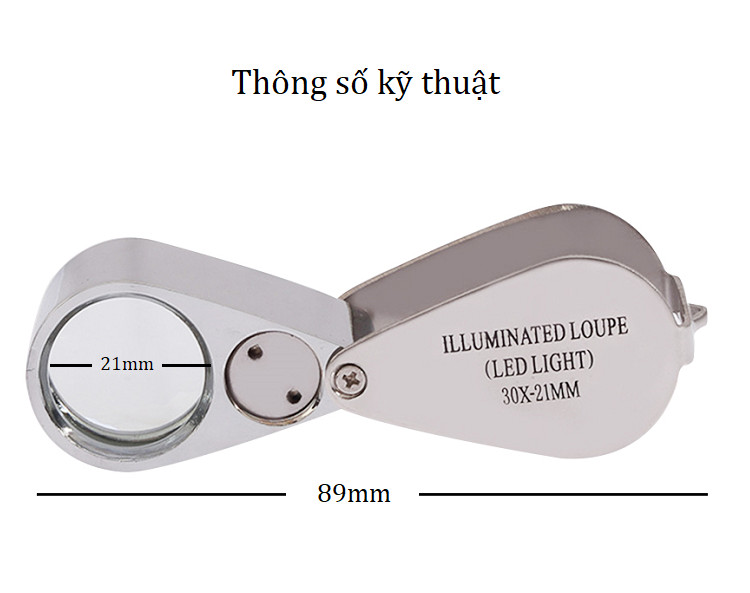 Dụng cụ văn phòng- Kính lúp mini cầm tay có đèn led siêu sáng soi mẫu vật, trang sức đa năng cao cấp MG21007 (PHÓNG ĐẠI 30 LẦN) -Tặng móc khóa tô vít 3in1