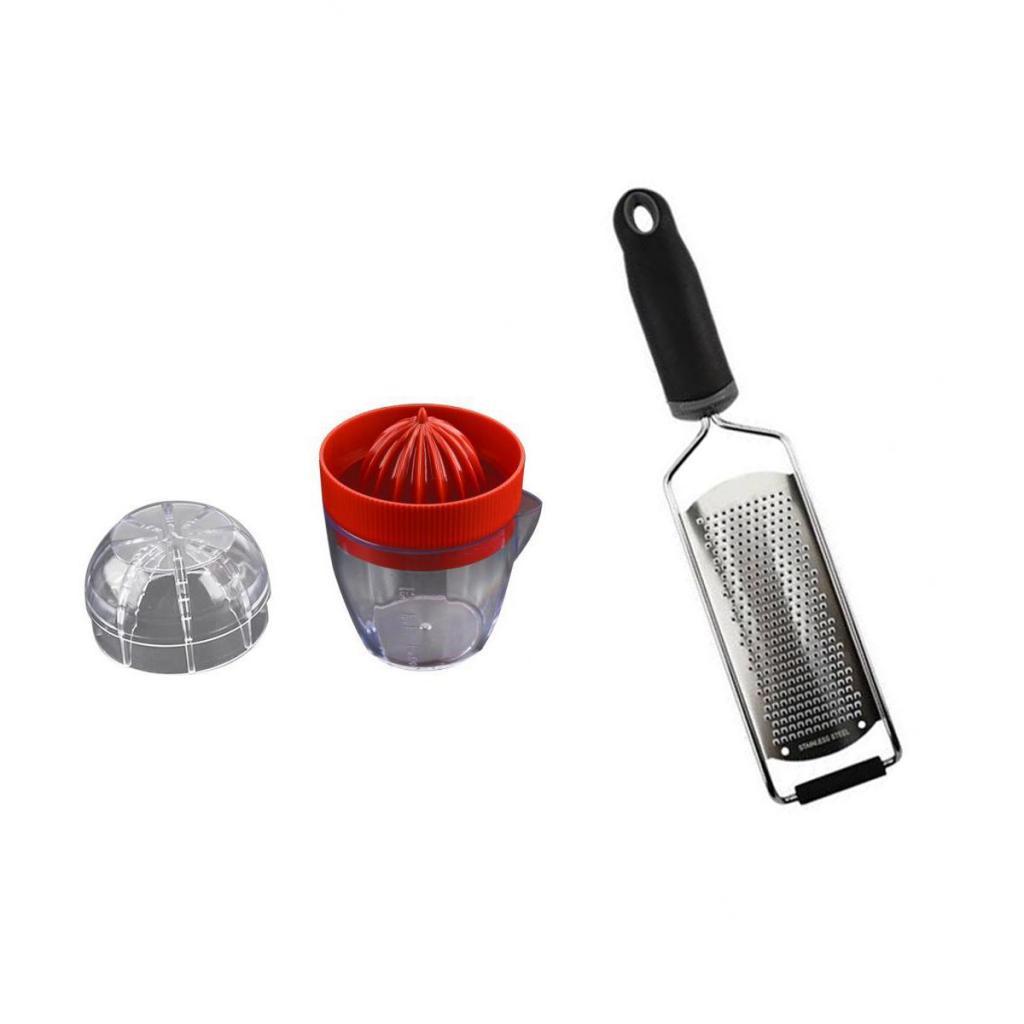 Manual Hand Citrus Juicer Orange Plastic Squeezer + Cheese Grater Zester kit