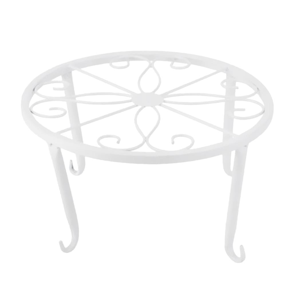 2xMetal Plant Stand Flower Pot Holder Iron Type Pot Vase Holder Shelf White