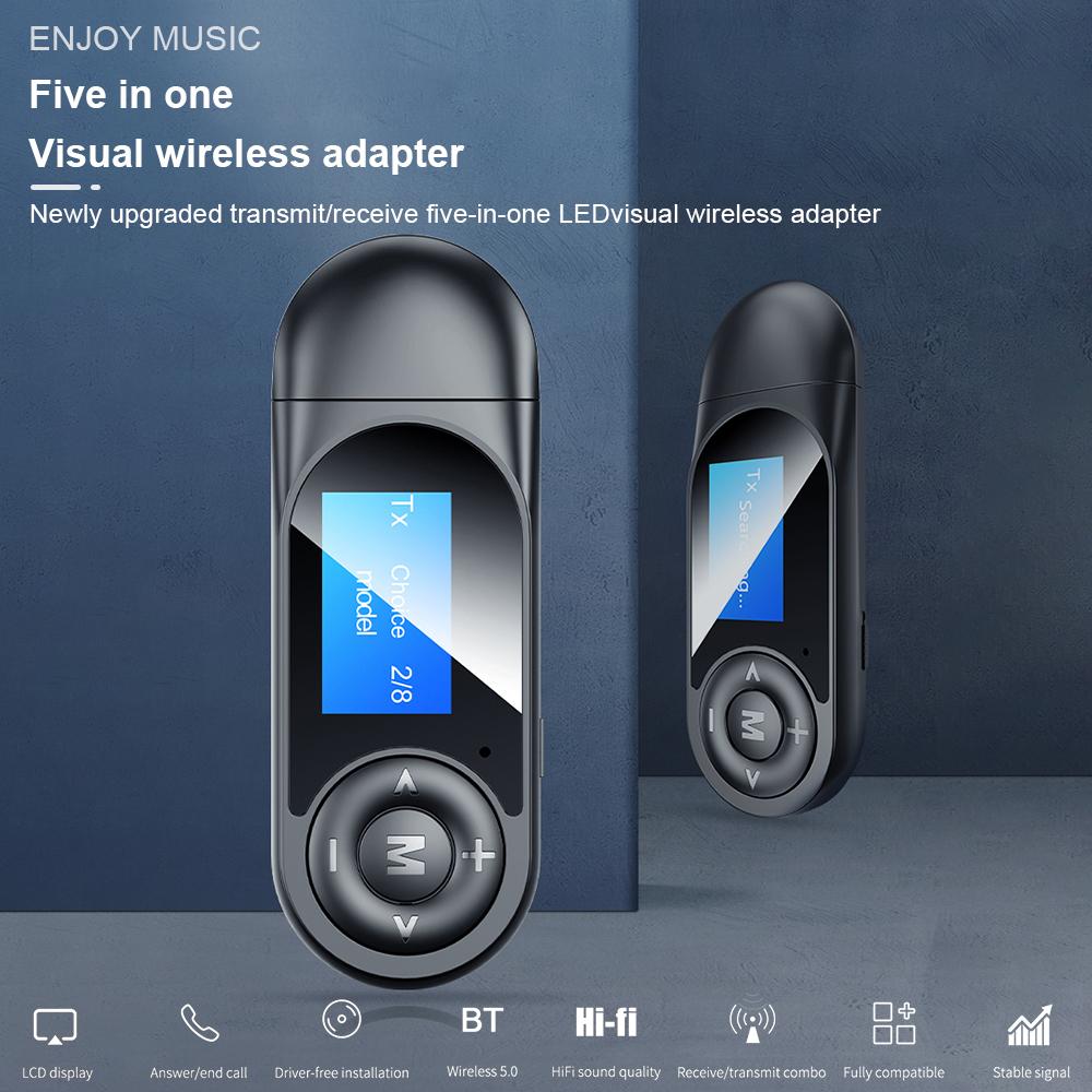 Bộ điều hợp âm thanh AUX 3.5mm với Mic Bluetooth 5.0 không dây Màn hình LCD T13