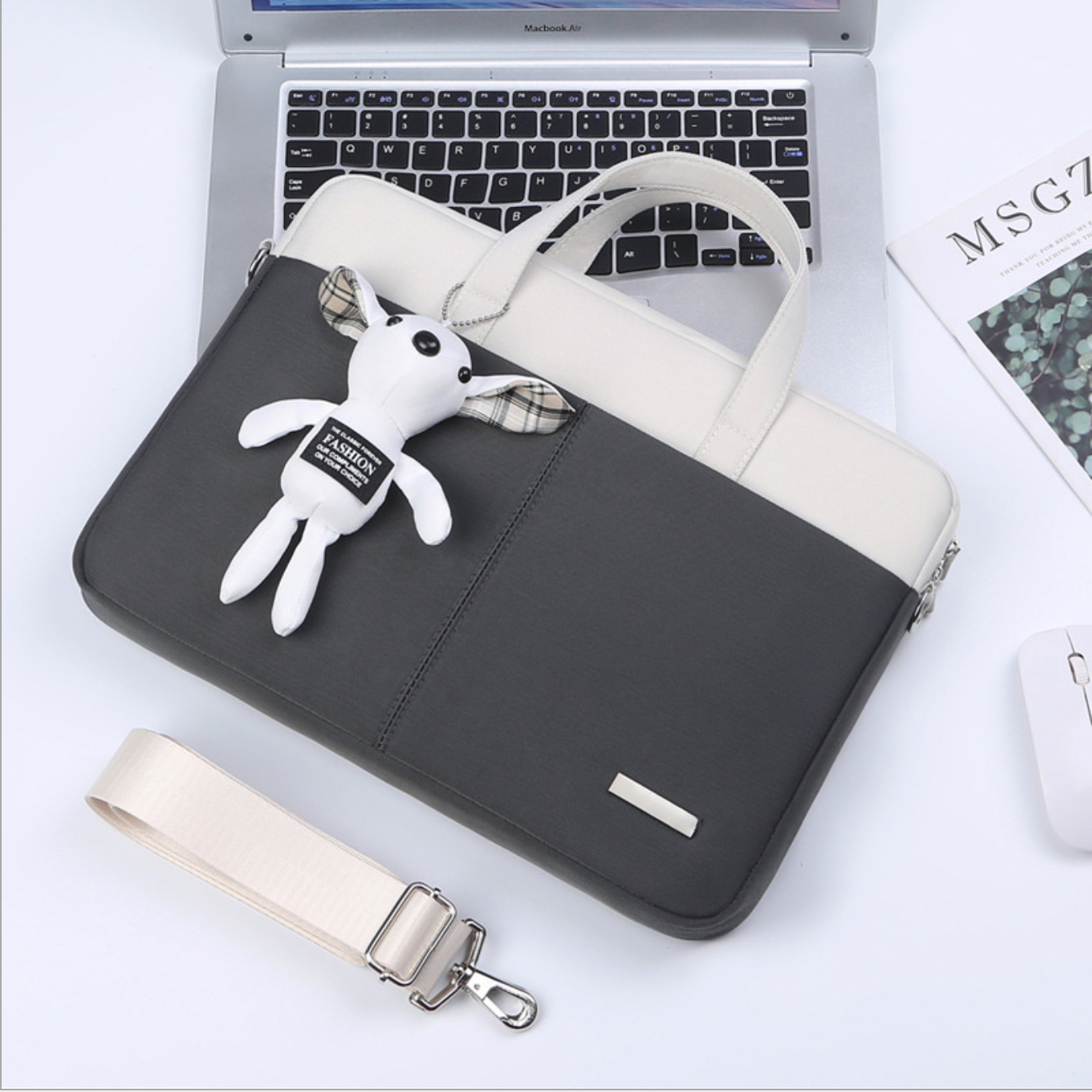 Túi chống sốc dành cho laptop macbook kèm gấu bông siêu cute đáng yêu