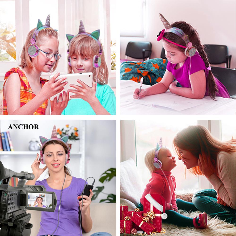 Kỳ Lân Tai Nghe Có Dây Kèm Mic Cho Bé Gái Con Gái Nhạc Stereo Tai Nghe Cho Máy Tính Điện Thoại Thông Minh Tai Nghe Trẻ Em Quà Tặng