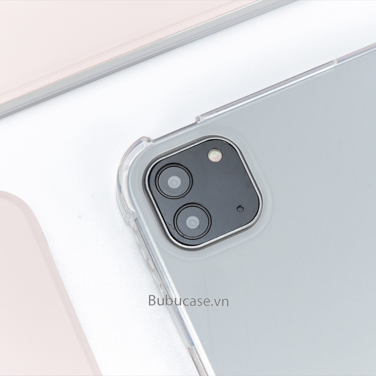 Bao Da Cho iPad Màu Pastel, Có Khay Đựng Bút, Mặt Lưng Silicone Trong Mờ - Tặng Kèm Sticker DIY Cá Tính