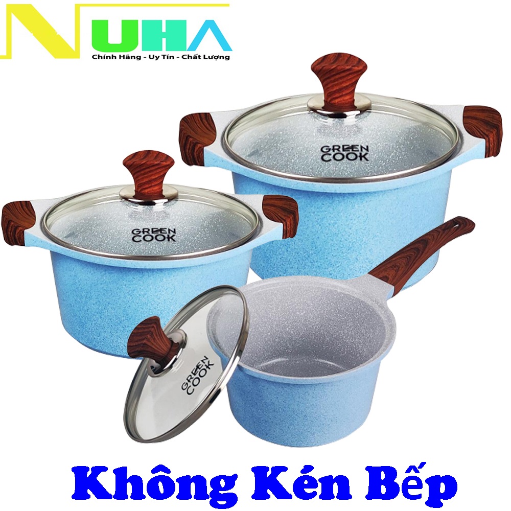 Nồi quánh đúc men đá Sapphire Greencook GCS09 sử dụng được bếp ga, bếp hồng ngoại, bếp từ...KHÔNG KÉN BẾP-Hàng chính hãng