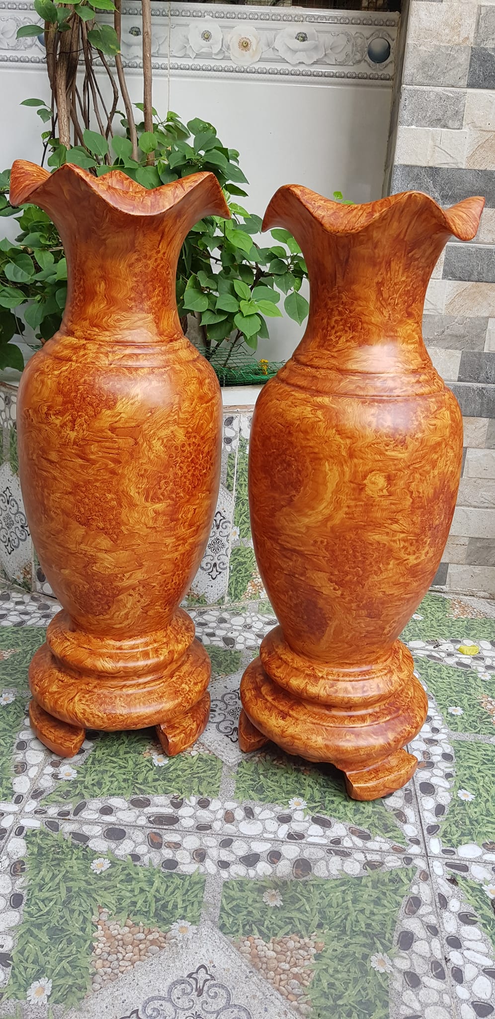 Cặp Bình Gỗ nu gõ hay gõ vẽ nu cao tròn đều đẹp cao 60cm x đk 20cm ý nghĩa bình an , phú quý Anh Chị trưng phòng khách nhà, công ty, bàn thờ thần tài to đẹp ạ