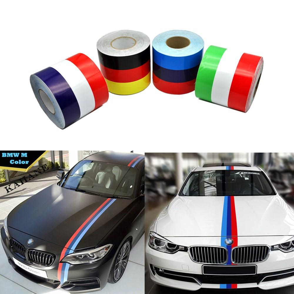 Hình dán xe hơi decal cờ Đức ,Ý, Pháp, M sport dài 1m chất liệu vinyl sẵn keo bóc dính màu sắc nét