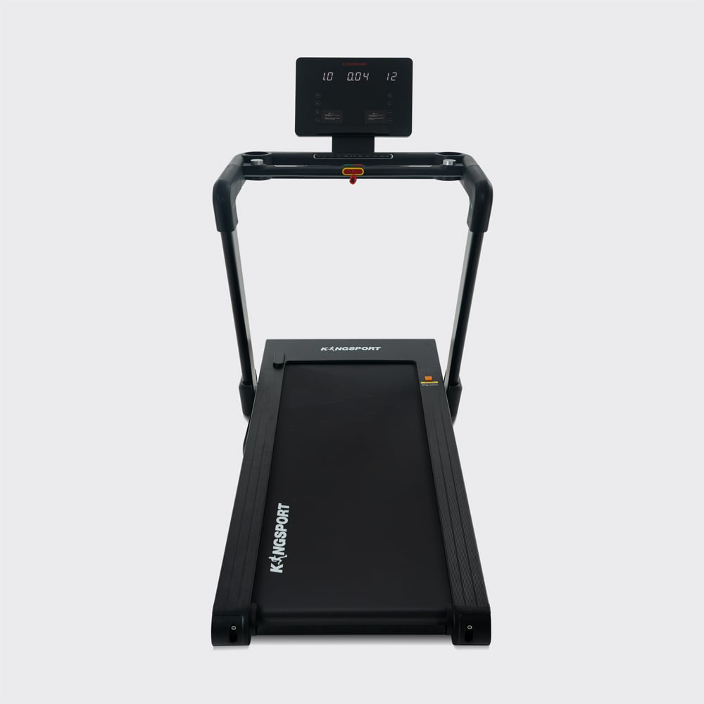 Máy chạy bộ KINGSPORT Vision Plus K-02 nâng dốc tự động 15%, tốc độ tối đa 18,8km/h, khung sườn chắc chắn chịu tải trọng lớn, cân nặng phù hợp từ dưới 95-100kg