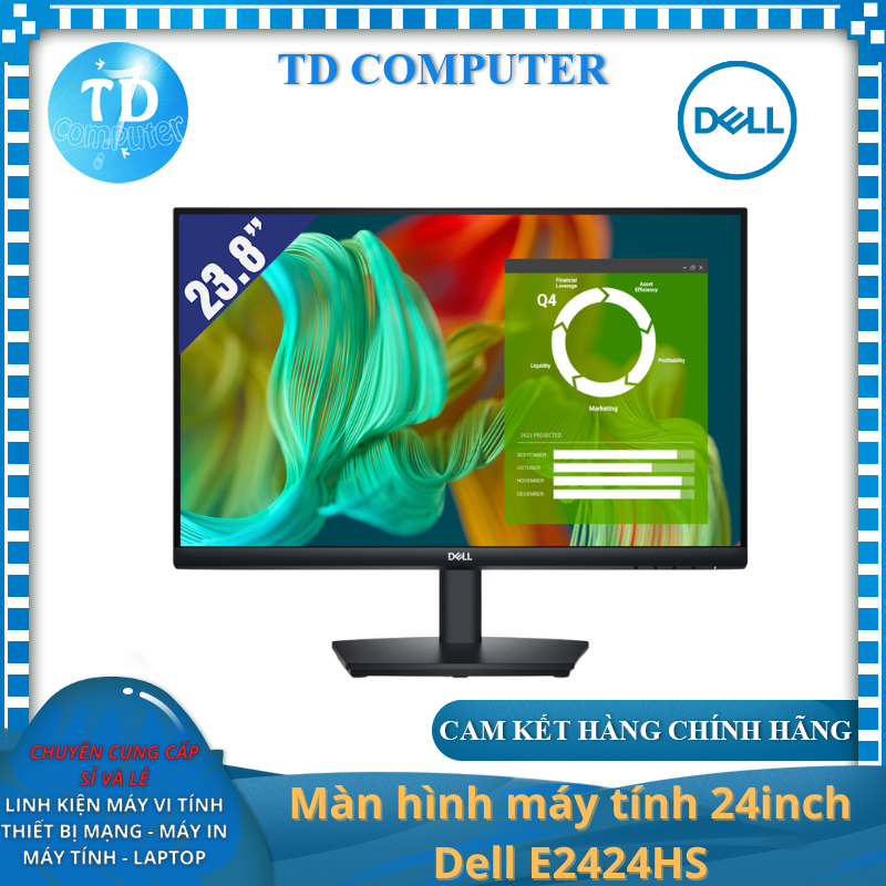 Màn hình máy tính 24inch Dell E2424HS (23.8&quot; VA Full HD 60Hz, HDMI+VGA+DP, LOA) - Hàng chính hãng FPT phân phối