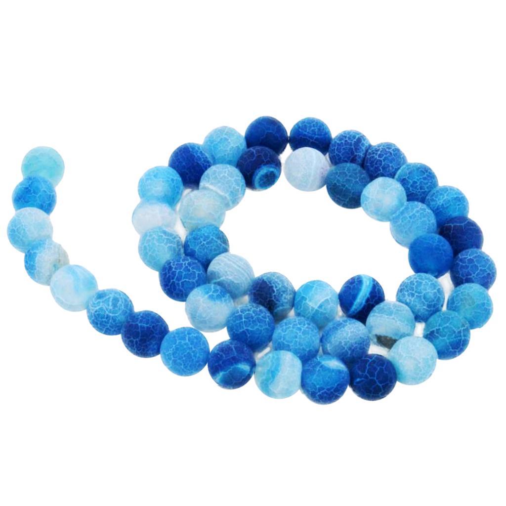 1 Strand 8mm Round Weathering Frosted Stone Loose Beads DIY Crafts Blue