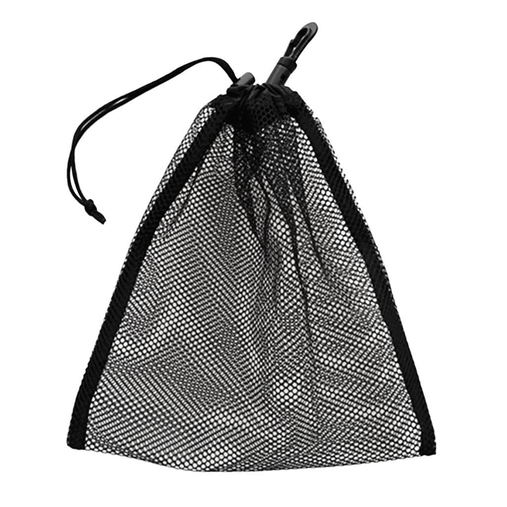 2xDurable Mesh Nets Bag Pouch Golf Tennis Ball Carrying Holder Storage Black