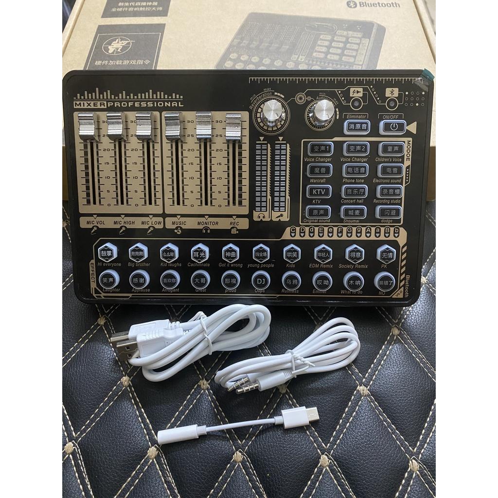 Bộ Sound Card H9 đời 2022 mới nhất hỗ trợ Auto-tune, Pin, Bluetooth, đèn Led có các dây LIvestream đầy đủ bảo hành 1 năm