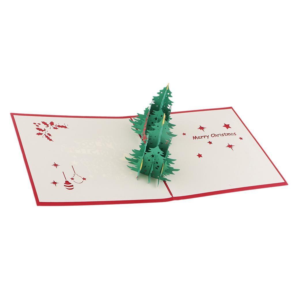 Christmas Tree Greeting Cards Paper 3D Handmade Holiday Happy Birthday Cards