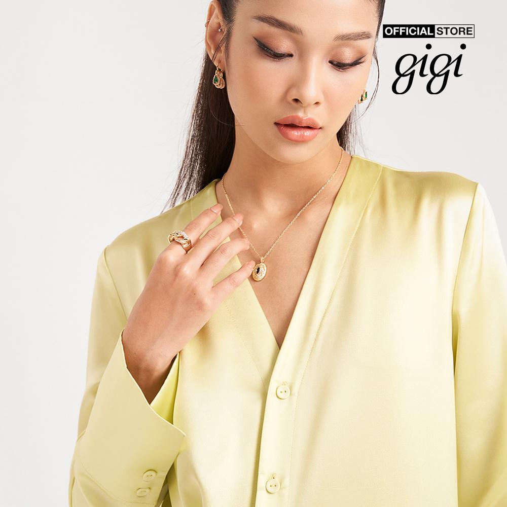 GIGI - Đầm mini tay dài cổ V phối nút cài thanh lịch G2101D221180