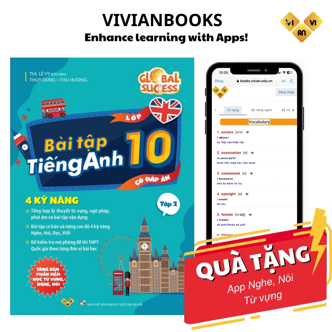 Global Success 10 Sách bài tập tiếng Anh lớp 10 mới Global Success 4 kỹ năng Tập 2 Tặng kèm sách đáp án ThS Lê Vy VivianBooks