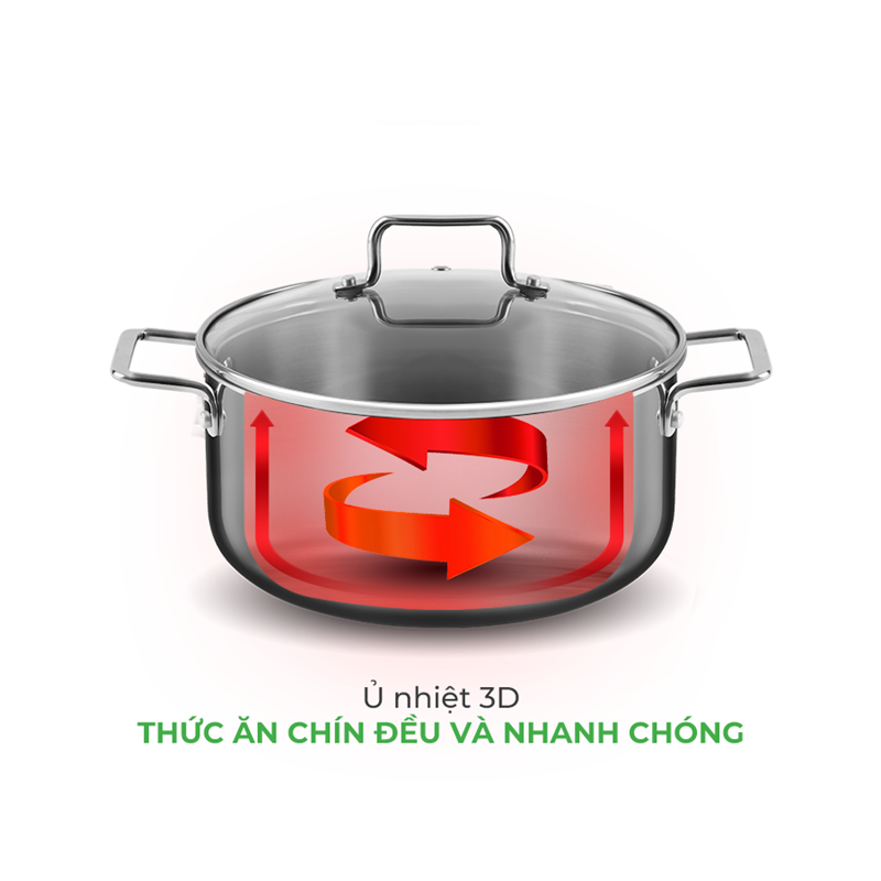 Bộ Nồi Chảo Inox Liền Khối Elmich Trimax XR EL-8075 size 16, 20, 22 chảo 26cm