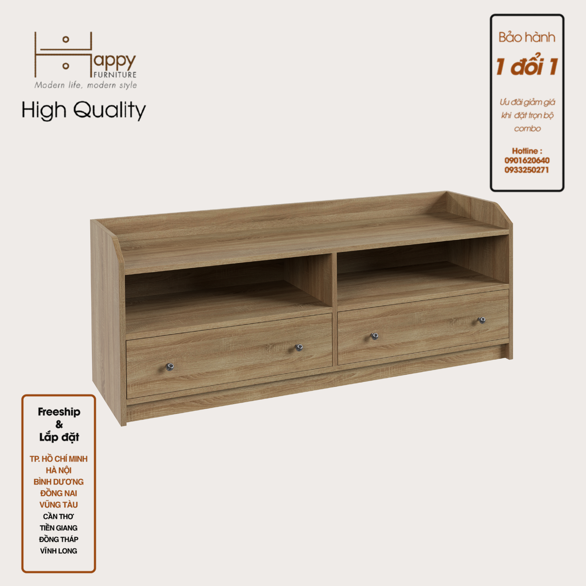 [Happy Home Furniture] CANA,  Tủ 4 ngăn kéo ,  138cm x 37cm x 54cm ( DxRxC), THK_011