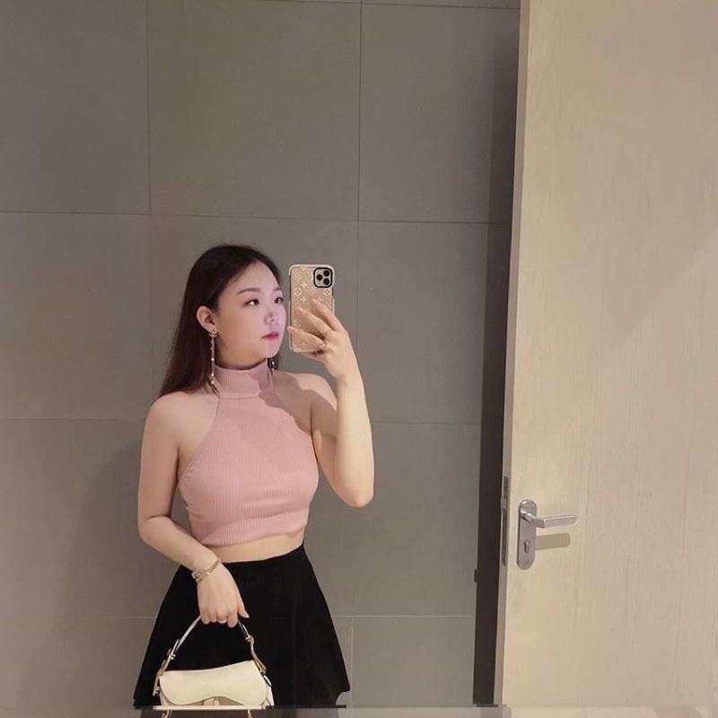 ÁO CROP TOP CỔ LỌ KHOÉT LƯNG ĐỦ MÀU