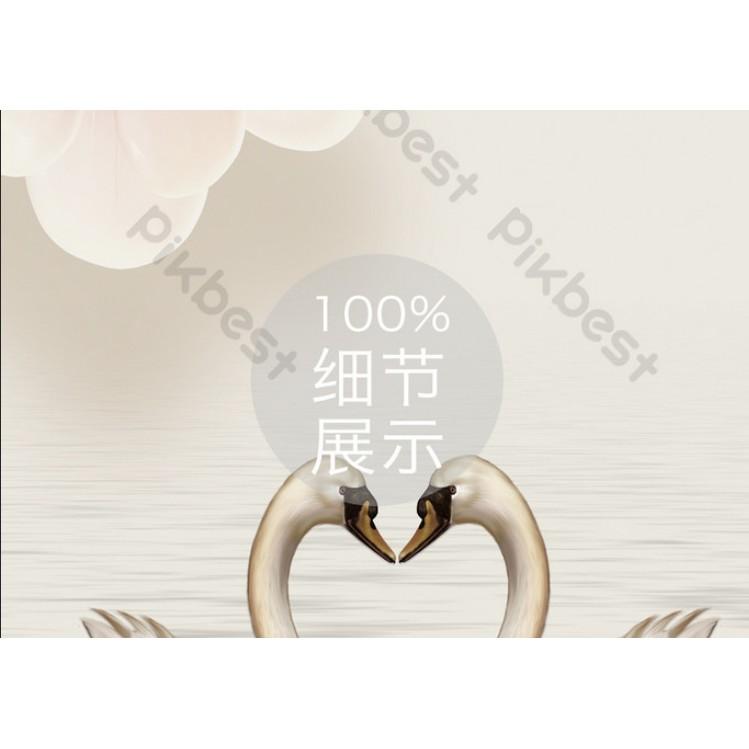Tranh dán tường 3d trang trí phòng khách hiện đại-uyên ương hạnh phúc và hoa ngọc lan MS1255325