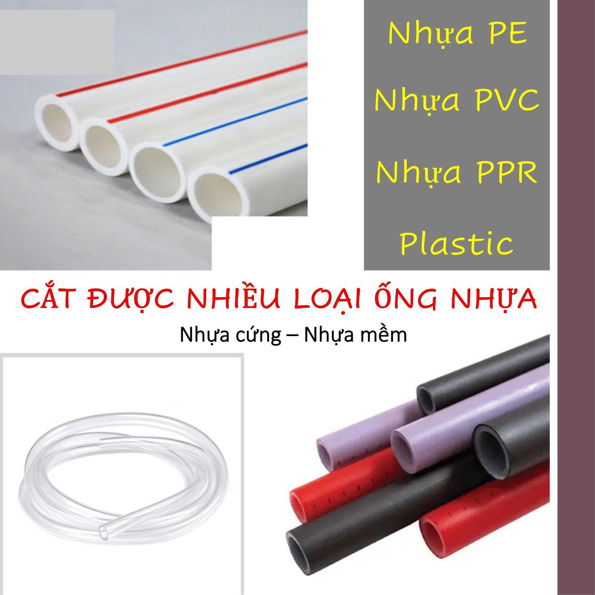 Dao cắt ống nhựa, Kìm cắt ống nhựa - Cắt được các loại ống nhưa mềm cứng khác nhau - Cắt kích thước ống tối đa 42mm - Cắt nhựa PVC - Nhựa PE - Plastic - Cầm chắc tay - Mẫu mã đẹp