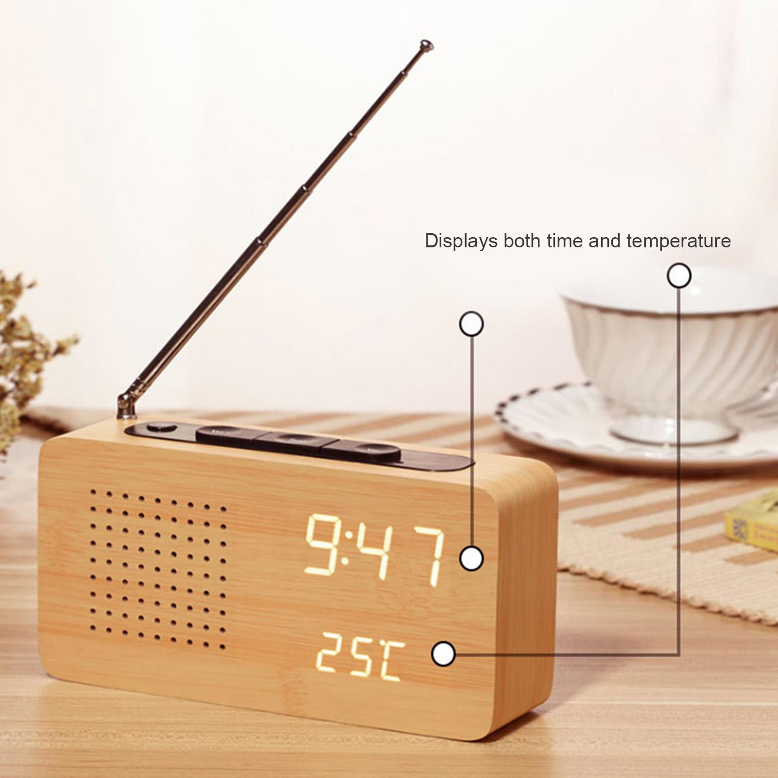 Đồng hô báo thức gỗ phong cách cổ điển có màn hình lớn kỹ thuật số