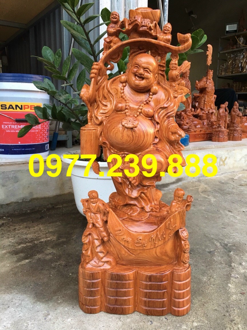 Tượng di lặc ngũ phúc gỗ hương 80cm