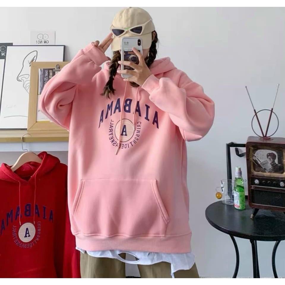 Áo Hoodie NỈ UNISEX họa tiết in chữ AIABAMA chữ A cực đẹp, Áo Hoodie Freesize Nỉ Dày Mềm Mịn Dễ Thương