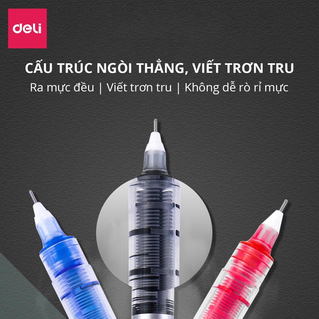 Bút Mực Gel Xanh Đen Bi Nước Nhiều Màu 0.5mm Deli Viết Thư Pháp Ống Mực Liền S853