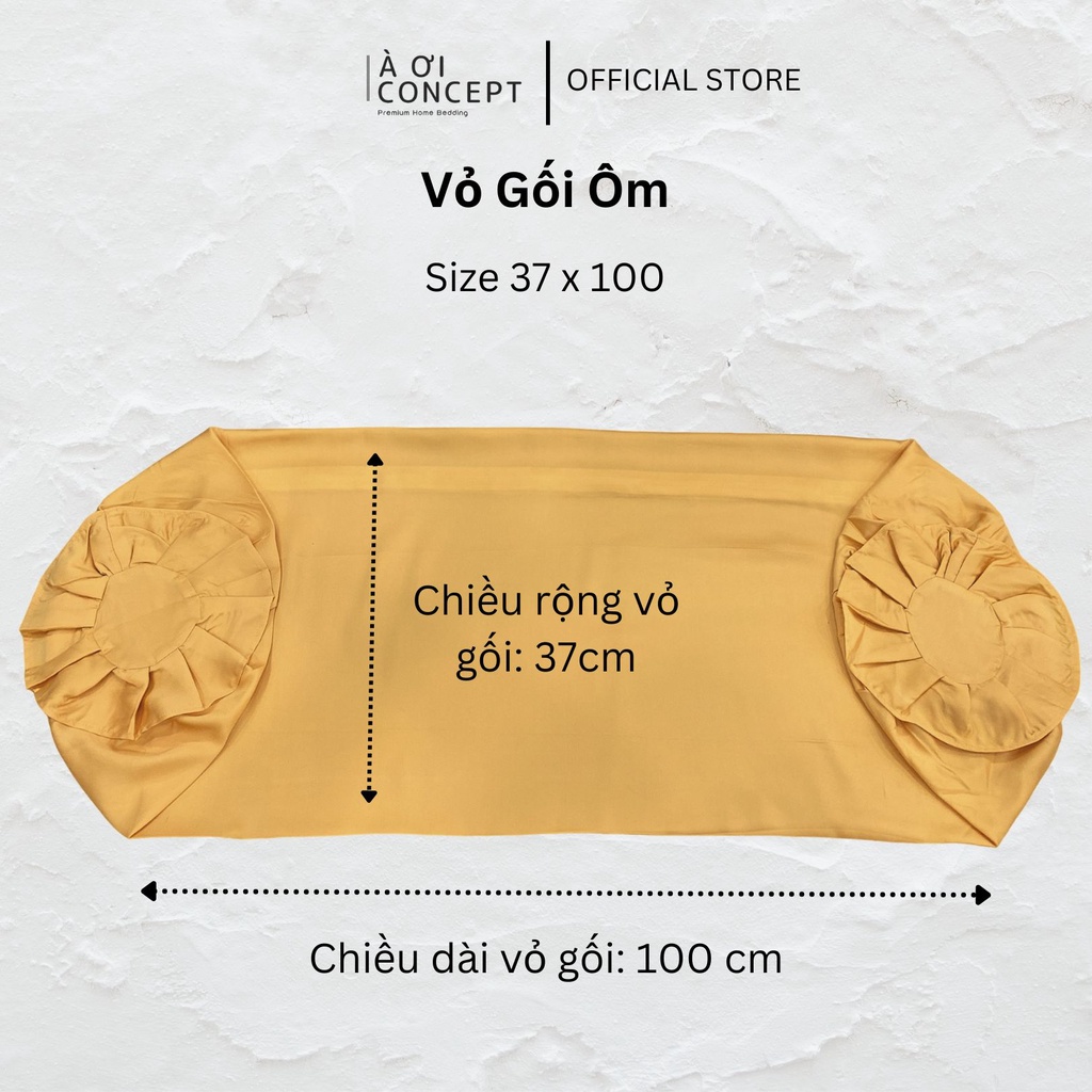 Vỏ Gối Ôm Lụa Tencel Hàn Quốc Cao Cấp À Ơi Concept Màu Trơn Nhiều màu Dây kéo khoá Size 37x100 cm