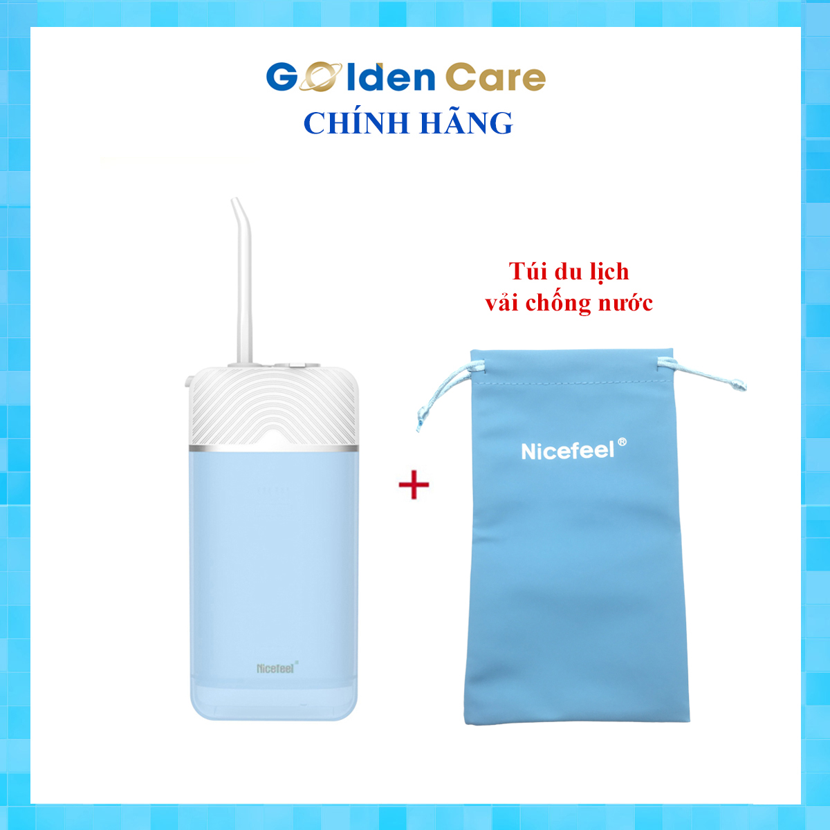 Máy tăm nước mini Nicefeel FC2550 Xanh chính hãng, tặng túi đựng máy chính hãng sang trọng, sử dụng pin sạc, chống nước IPX7, Có chứng nhận FDA, CE, FCC, RoHS, ATL-Intertek