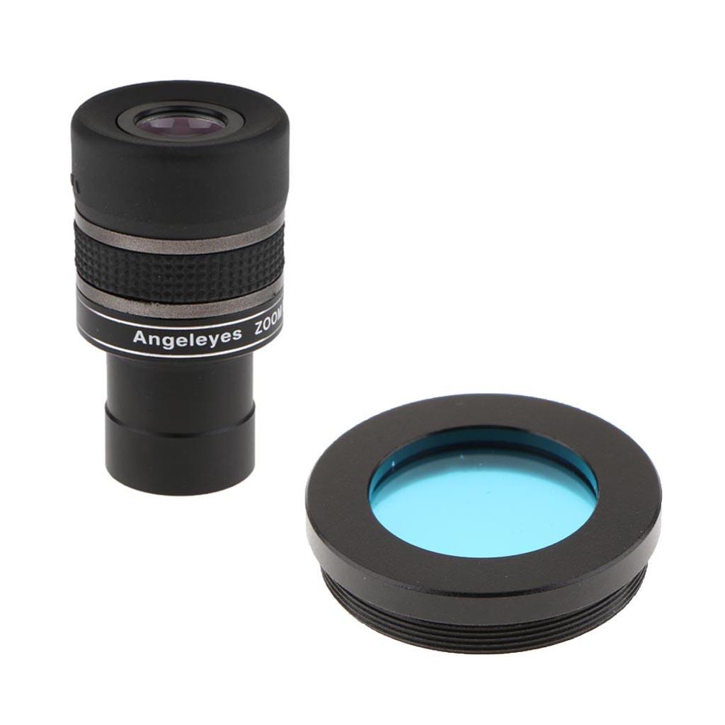 1.25" Astronomy Telescope Eyepiece Lens 7.5mm-22.5mm &Color Filter Blue
