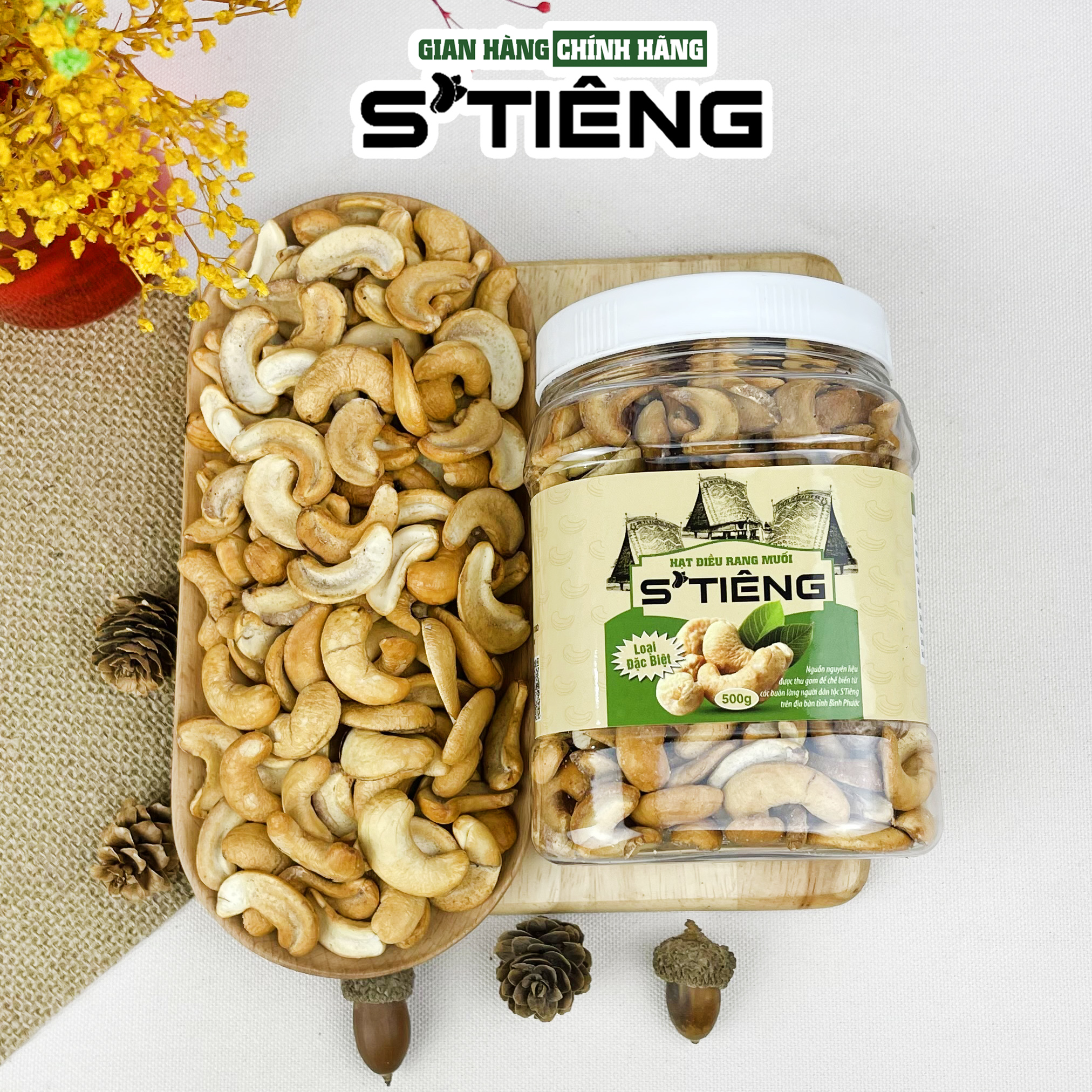 1Kg Hạt Điều Rang Muối Bể Sạch Vỏ Lụa Ngon S'Tiêng Hộp Trắng