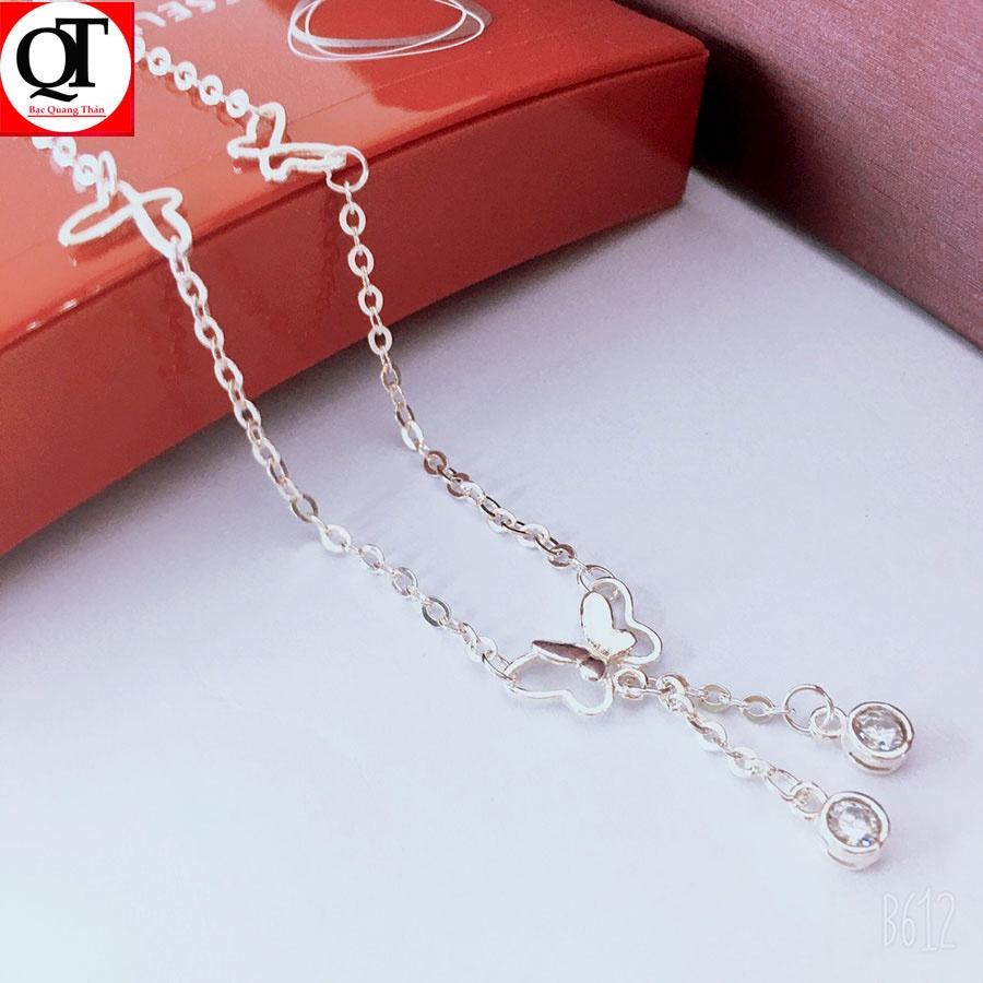 Lắc chân nữ con bướm chất liệu bạc ta Bạc Quang Thản - QTLC7