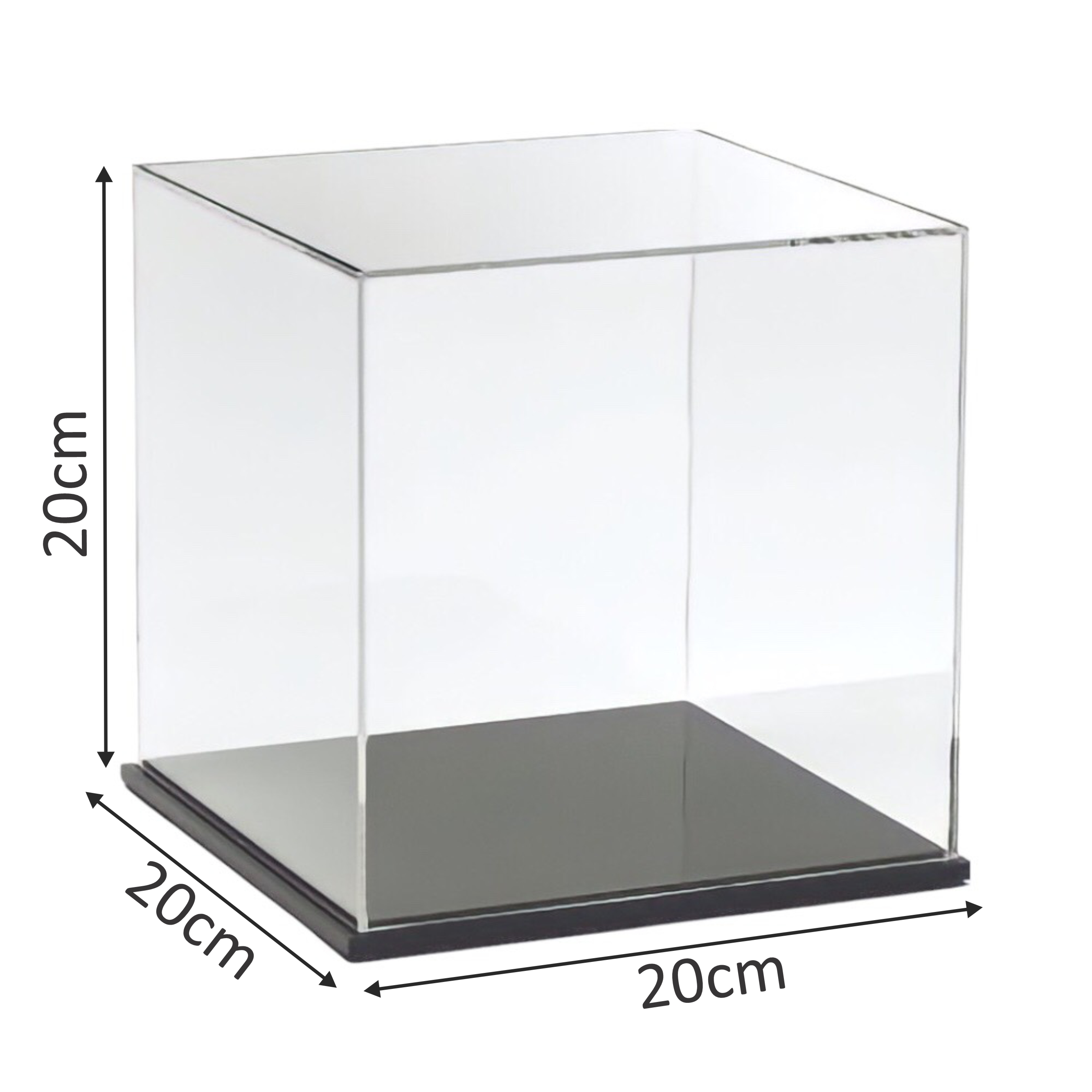 Hộp mica Enter BOX103 20x20x20cm mica dày 2mm, đế đen 5mmx2 vuông, Hộp trưng bày mô hình, Hộp mica trong chống bụi