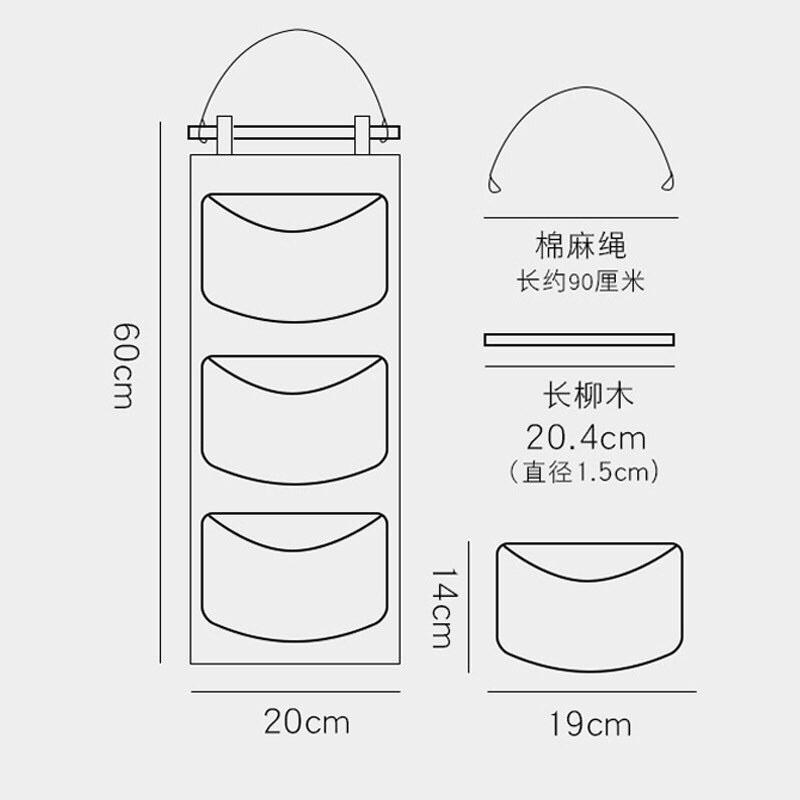 Giỏ Vải Treo Tường 3 Ngăn Tiện Dụng Xinh Xắn