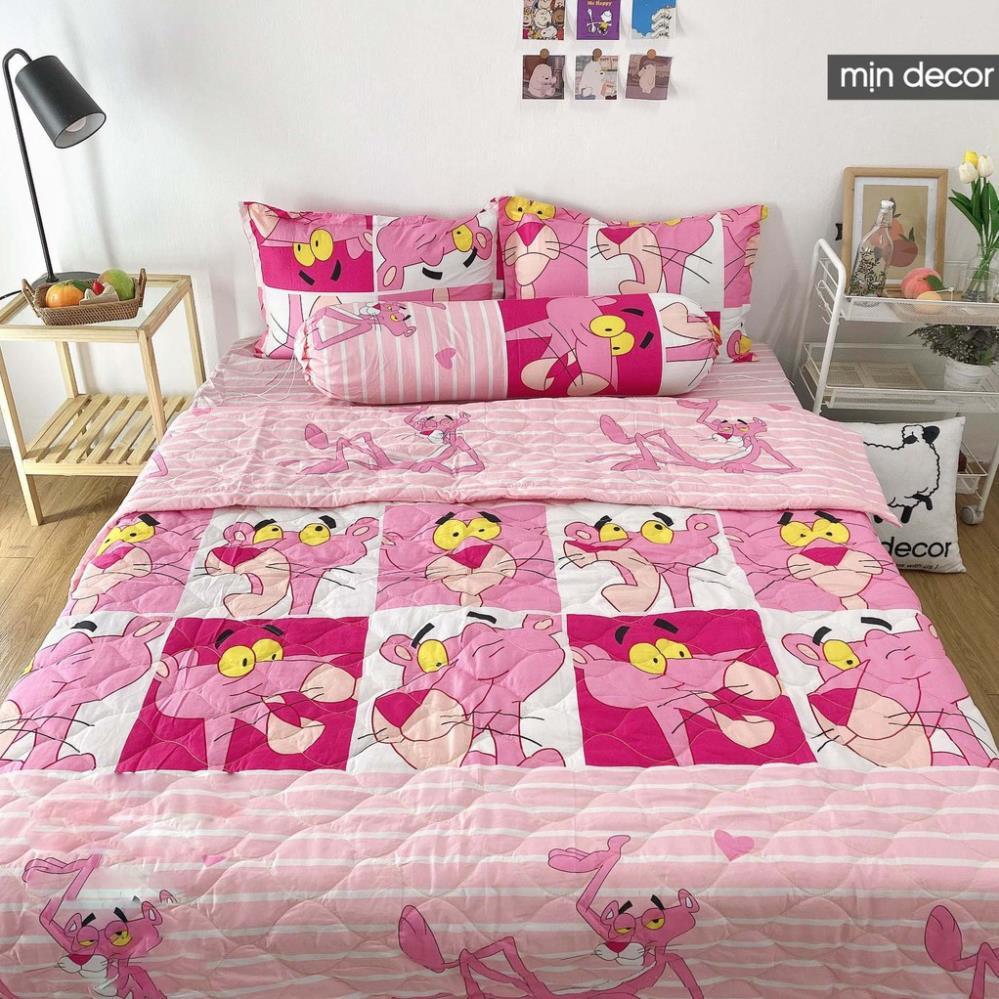 Bộ chăn ga gối cotton 3D kèm chăn trần bông hè mềm mịn bo chun miễn phí