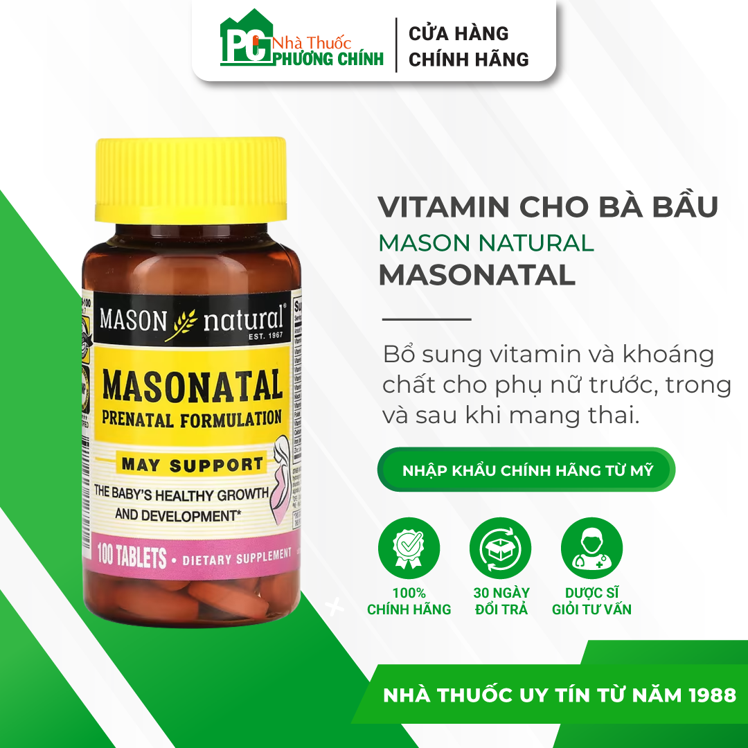 Vitamin Tổng Hợp Cho Bà Bầu Mason Natural Prenatal Formulation - Bổ Sung Vitamin &amp; Khoáng Chất Thiết Yếu