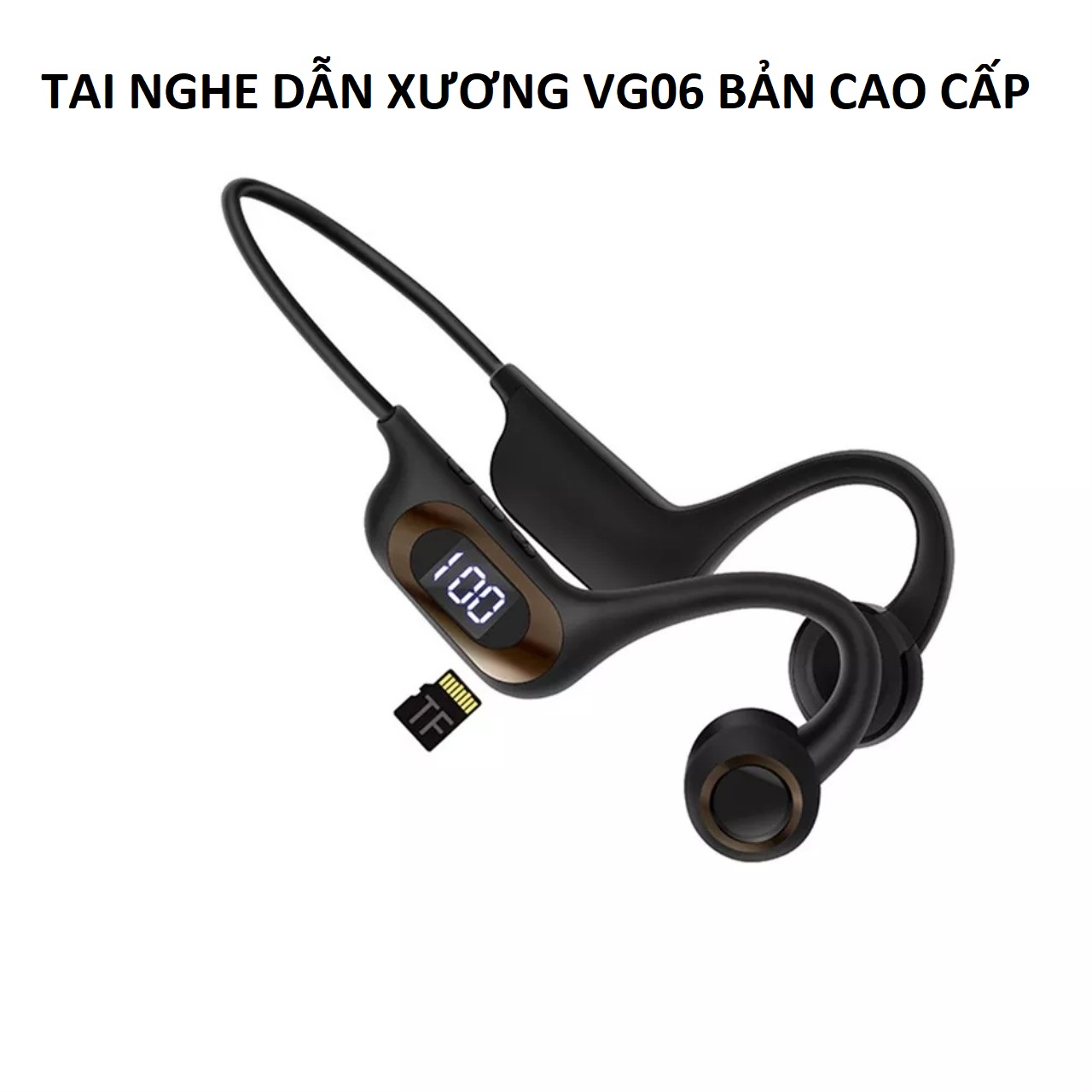 Tai Dẫn Xương Cao Cấp Không Dây Bluethooth VG06 – Dẫn truyền âm thanh qua xương, không gây đau tai loại tốt