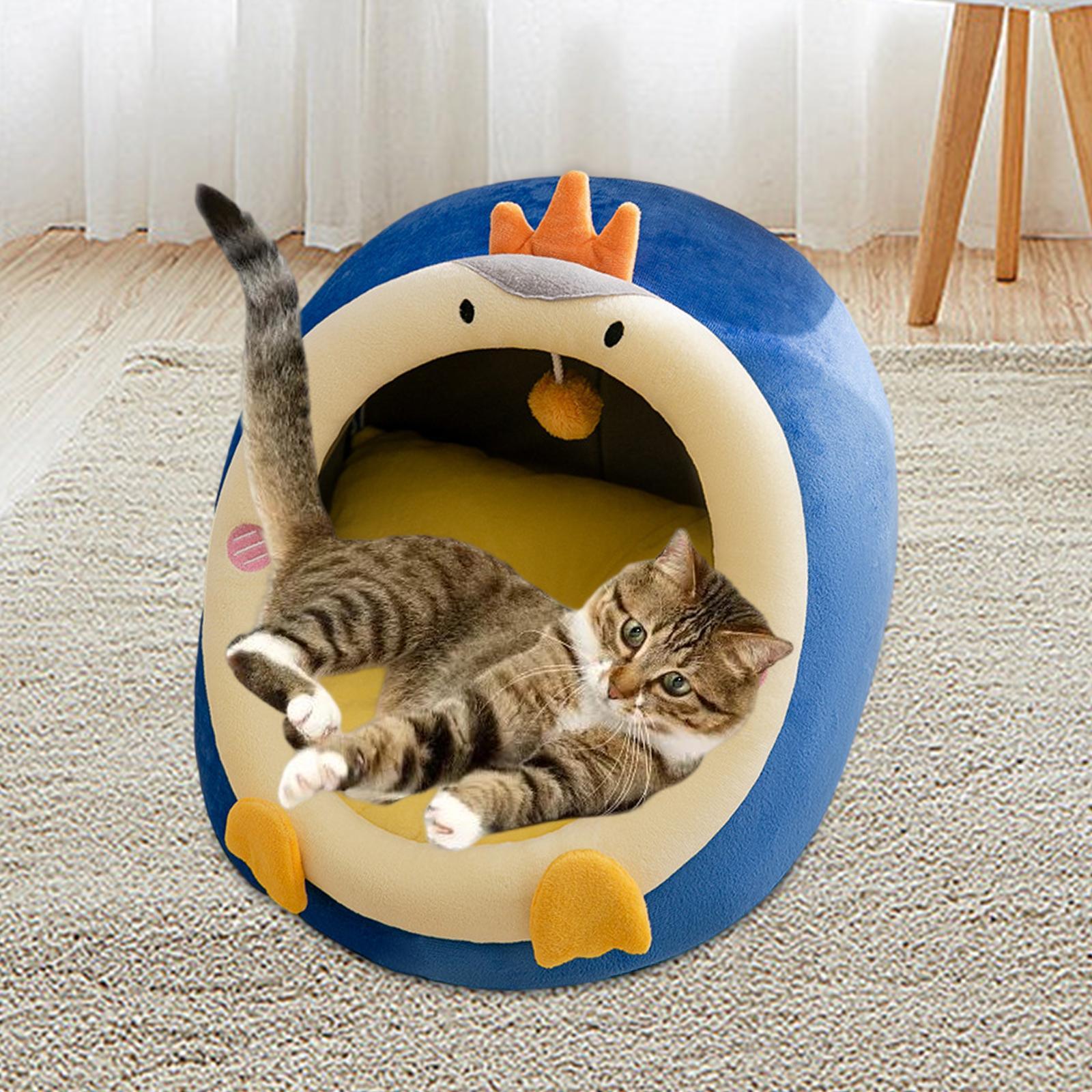 Semi Enclosed Warm Pet House Cat Bed, Pet Sleeping Bed, Comfortable Cat House for Kittens or Small Dogs Indoor Outdoor