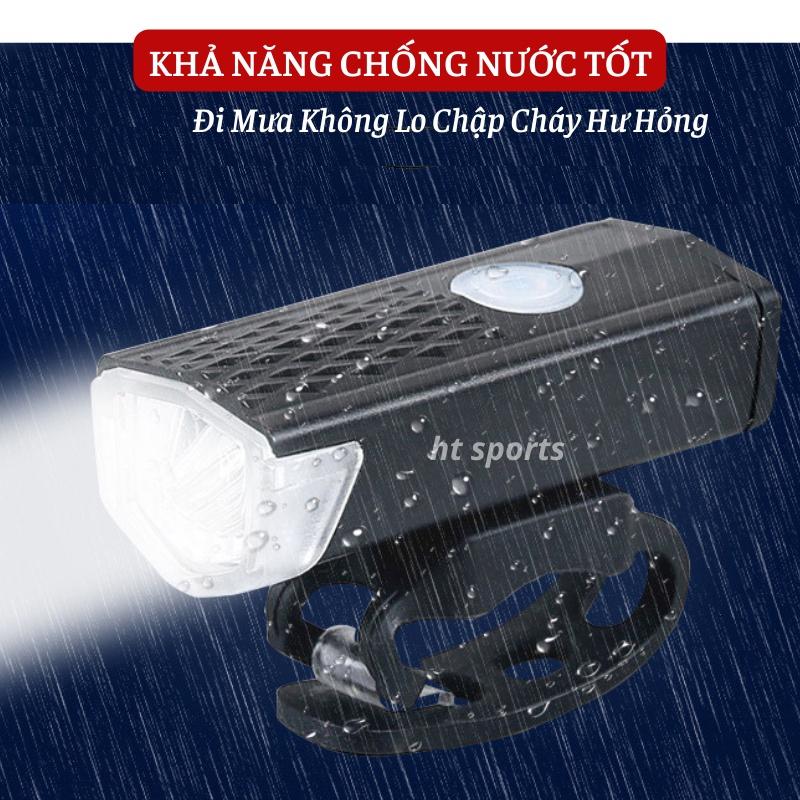 Đèn xe đạp thể thao siêu sáng HT Sports khả năng chống nước tốt, Đèn led nhiều chế độ sạc USB an toàn