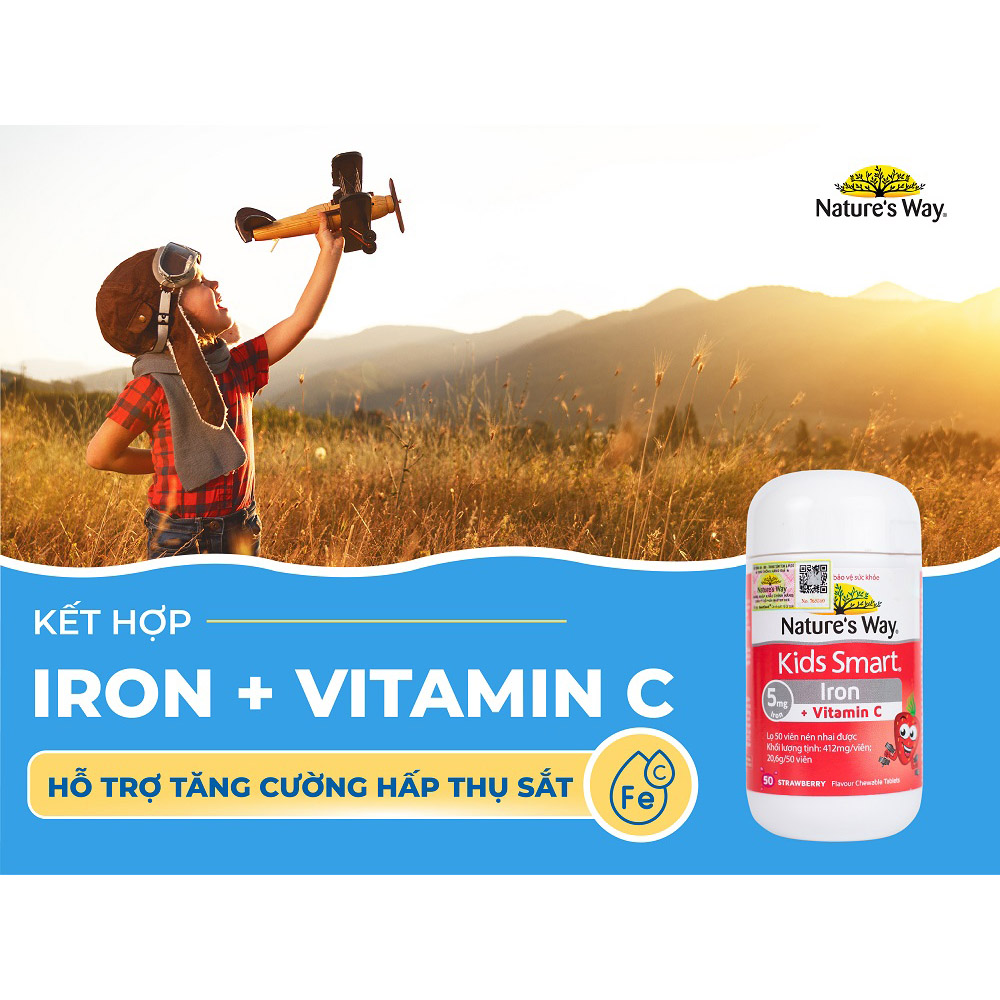 Nature's Way Kids Smart IRON C - Bổ Sung Sắt Cho Trẻ Em (50 viên /Lọ)