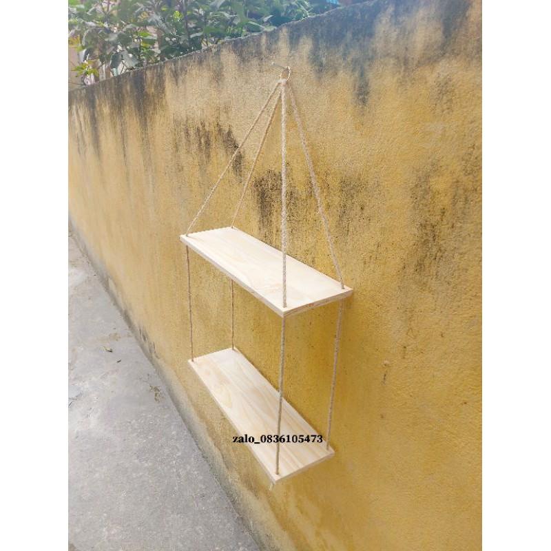 Kệ treo tường 2 ngăn bằng gỗ
