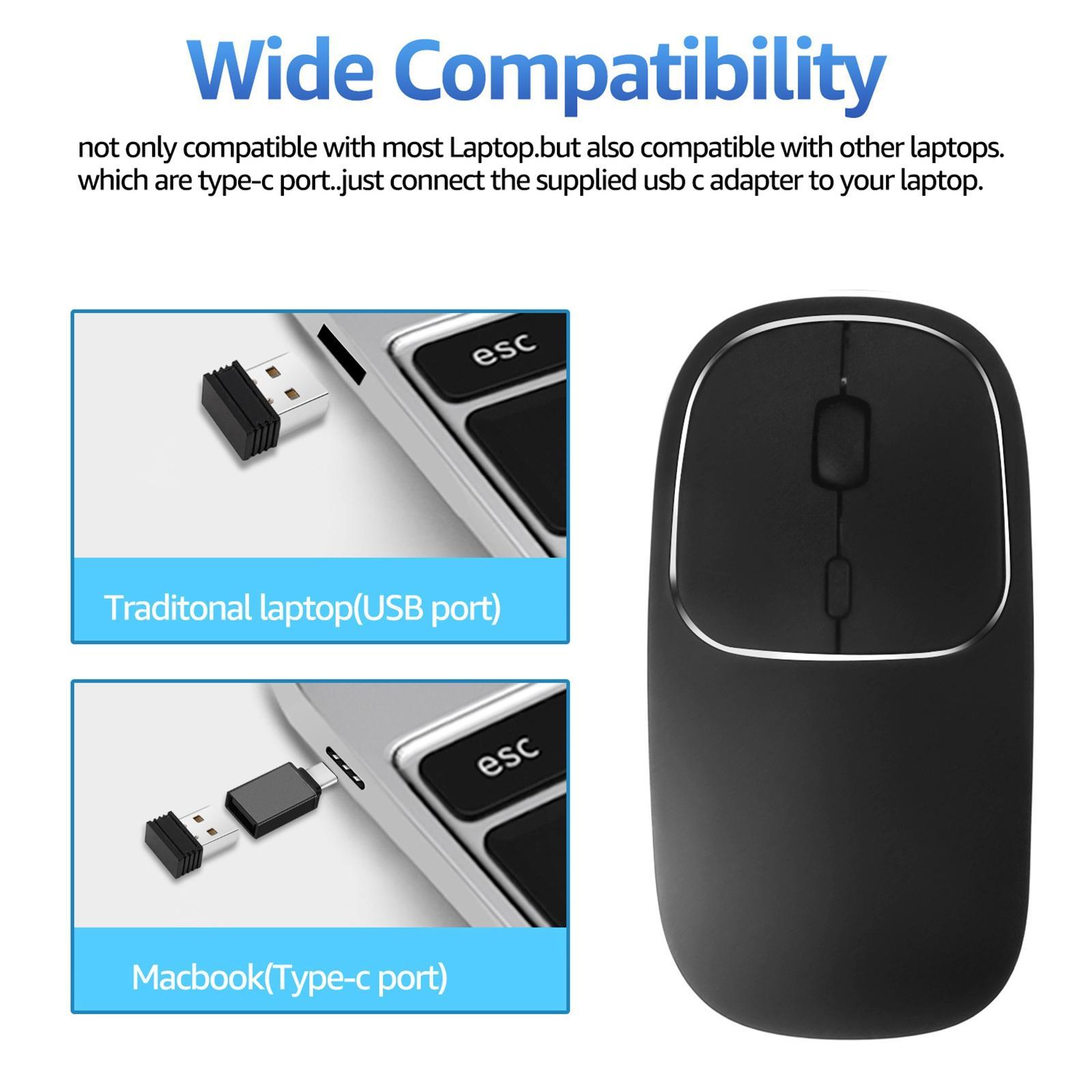 Portable 2.4G Wireless Mouse with USB Receiver Mice for PC Notebook Black