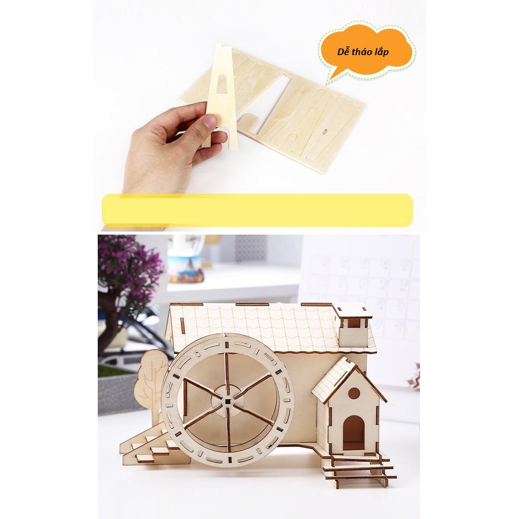 Đồ chơi gỗ - Nhà xây gió - năng lượng mặt trời